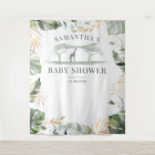 ジャングルのパーム葉ズGiraffeベビーシャワー背景 タペストリー (正面)