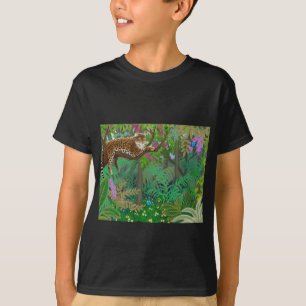 ジャングルのヒョウは暗いTシャツをからかいます Tシャツ