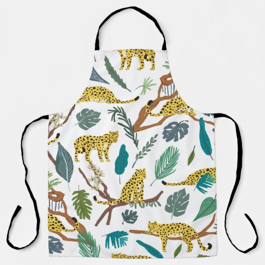 ジャングルのヒョウ、手で描かれたパターン。 エプロン (正面)