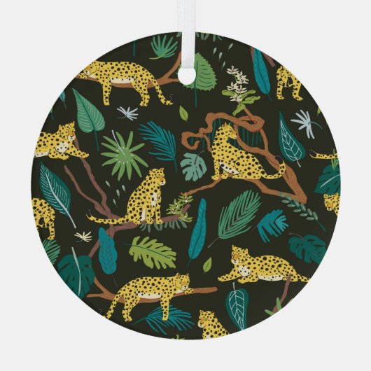 ジャングルのヒョウ:野生のヴィンテージ ガラスオーナメント (裏面)