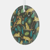 ジャングルのヒョウ：野生のヴィンテージ ガラスオーナメント (正面左)