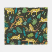 ジャングルのヒョウ：野生のヴィンテージ フリースブランケット (正面(横))