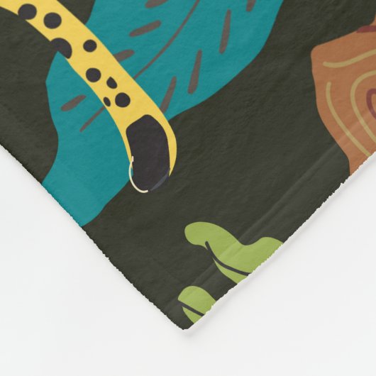 ジャングルのヒョウ:野生のヴィンテージ フリースブランケット (角)