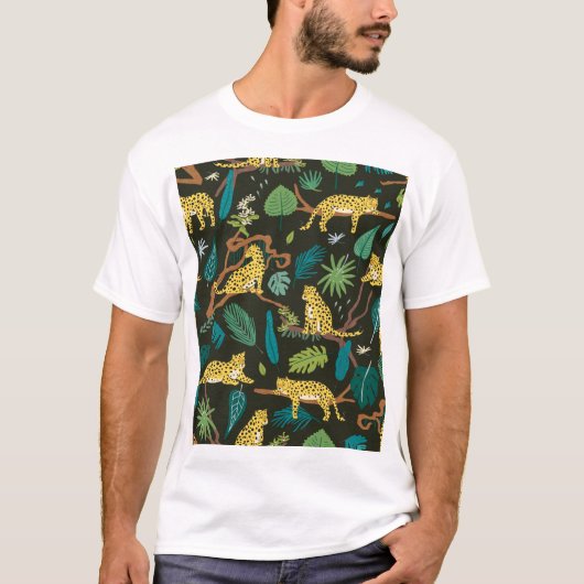 ジャングルのヒョウ:野生のヴィンテージ Tシャツ (正面)
