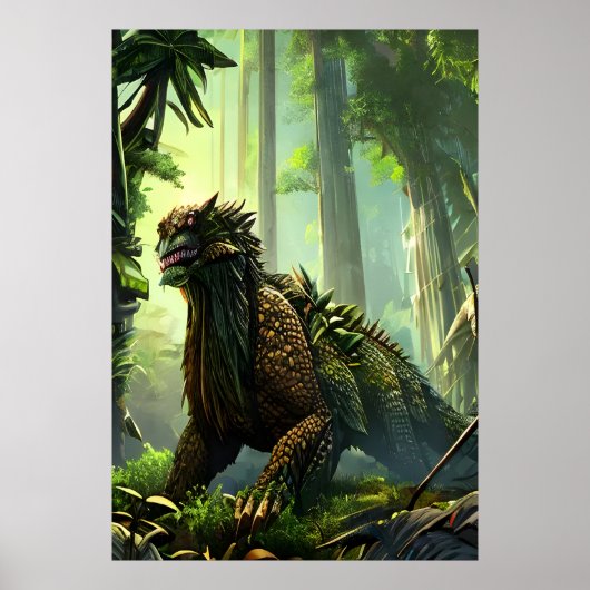 ジャングルのファンタジーの獣 | AIアートポスター ポスター (正面)