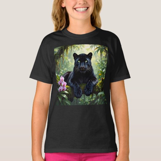 ジャングルのブラックパンサー Tシャツ (正面)