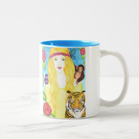 ジャングルのプリンセスのマグ11oz (白くか青) ツートーンマグカップ (右)
