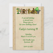 ジャングルのプリントのカエルの誕生会 招待状 (正面)