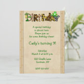 ジャングルのプリントのカエルの誕生会 招待状 (スタンド正面)