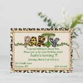 ジャングルのプリントの誕生会 招待状 (スタンド正面)