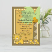 ジャングルのベビーのライオンはブライダル・シャワーの動物園のサファリを結び付けます 招待状 (スタンド正面)