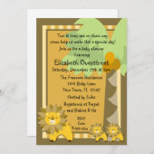 ジャングルのベビーのライオンはブライダル・シャワーの動物園のサファリを結び付けます 招待状 (正面/裏面)