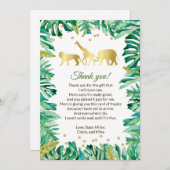 ジャングルのベビーシャワーのサンキューカードのかわいい動物 サンキューカード (正面/裏面)