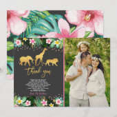 ジャングルのベビーシャワーのサンキューカードのジャングルのシャワー サンキューカード (正面/裏面)