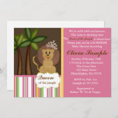 ジャングルのベビーシャワーの招待状の女王 招待状 (正面/裏面)