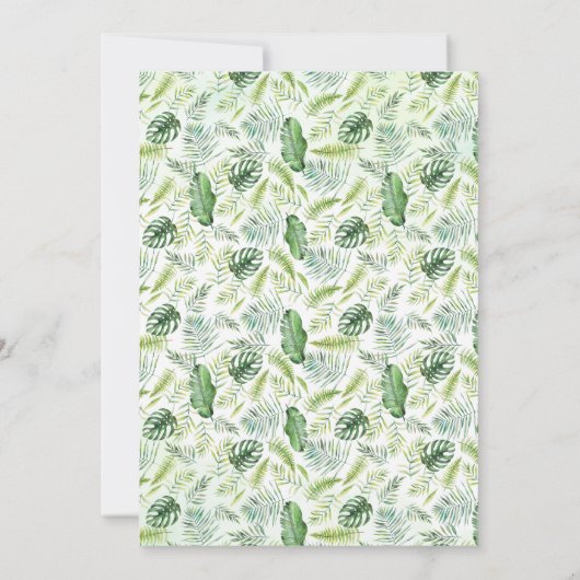 ジャングルのベビーシャワーを浴びるサファリ動物 招待状 (裏面)