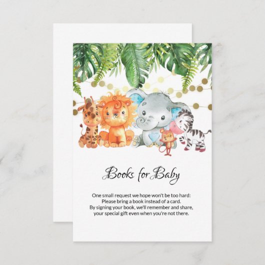 ジャングルのベビーシャワーブックベビーカード サンキューカード (正面/裏面)