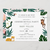 ジャングルのベビージェンダーのパーティー 招待状 (正面/裏面)