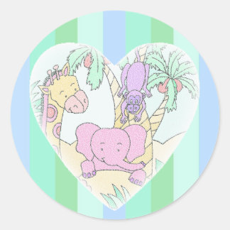 ジャングルのベビーハート恵み – 男の子ラージ ラウンドシール