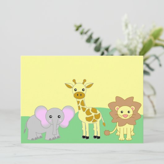 ジャングルのベビー動物5x7のベビーシャワー招待状 招待状 (スタンド正面)