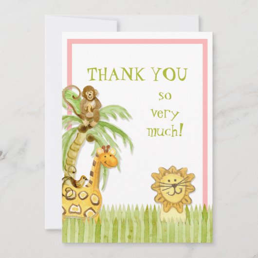 ジャングルのベビー、ガールサンキューノート ノートカード (正面)