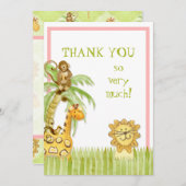 ジャングルのベビー、ガールサンキューノート ノートカード (正面/裏面)