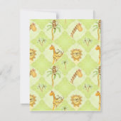 ジャングルのベビー、女の子の誕生のお知らせ 招待状 (裏面)