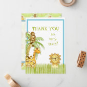 ジャングルのベビー、男の子ありがとう ノートカード (正面/裏面インサイチュ)