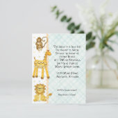 ジャングルのベビー、男の子の赤ちゃんシャワー招待状4 – 緑 招待状 (スタンド正面)