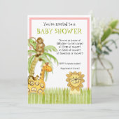 ジャングルのベビー,男の子の赤ちゃんシャワー招待状 – 緑 招待状 (スタンド正面)