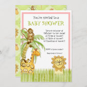 ジャングルのベビー,男の子の赤ちゃんシャワー招待状 – 緑 招待状 (正面/裏面)