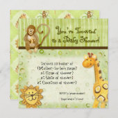 ジャングルのベビー,男の子の赤ちゃんシャワー招待状 – 緑 招待状 (正面/裏面)