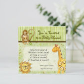 ジャングルのベビー,男の子の赤ちゃんシャワー招待状 – 緑 招待状 (スタンド正面)