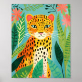ジャングルのポスターに絵画登場するかわいいヒョウ ポスター (正面)