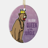 ジャングルのライオネス・クイーン、名前を追加Purple セラミックオーナメント (右)