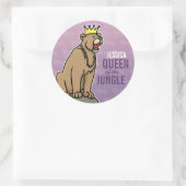 ジャングルのライオネス・クイーン、名前を追加Purple ラウンドシール (バッグ)