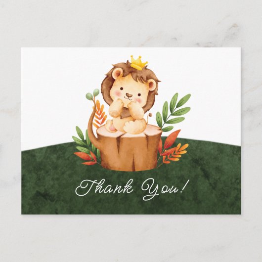 ジャングルのライオンのベビーシャワーお礼ポストカード ポストカード (正面)