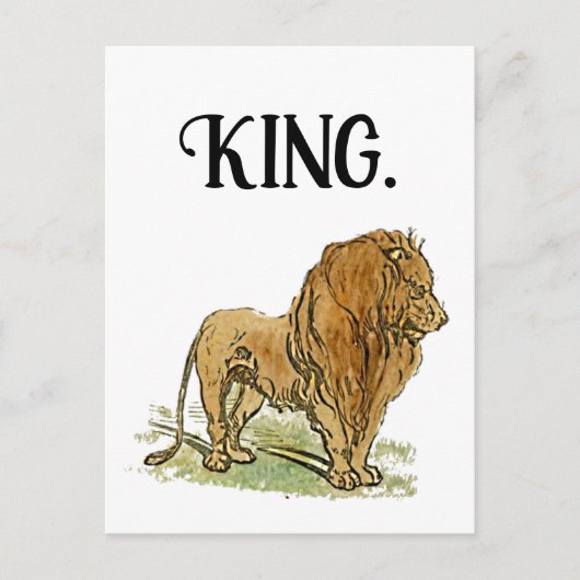 ジャングルのライオンの漫画のキングはっきりした、野生動物の芸術 ポストカード (正面)