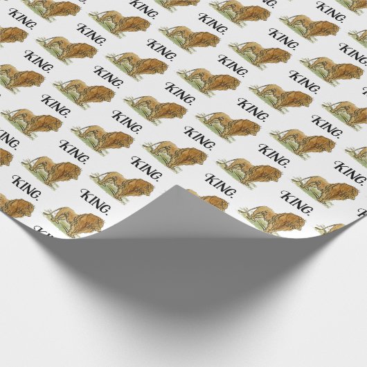 ジャングルのライオンの漫画のキングはっきりした、野生動物の芸術 ラッピングペーパー (角)