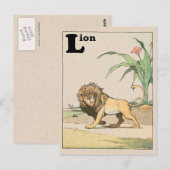 ジャングルのライオン アルファベット アニマル ポストカード (正面/裏面)