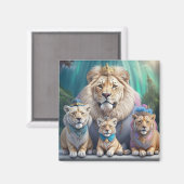 ジャングルのライオ王室のン・キング・ファミリー マグネット (正面/裏面)