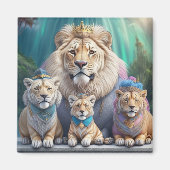 ジャングルのライオ王室のン・キング・ファミリー マグネット (正面)