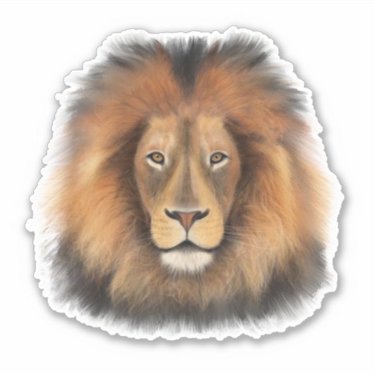 ジャングルのリアルな男性の水色のライオンの王 シール (正面)