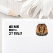 ジャングルのリアルな男性の水色のライオンの王 ラベル (インサイチュ)