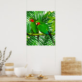 ジャングルの中で緑のオウムのカップル ポスター (キッチン)