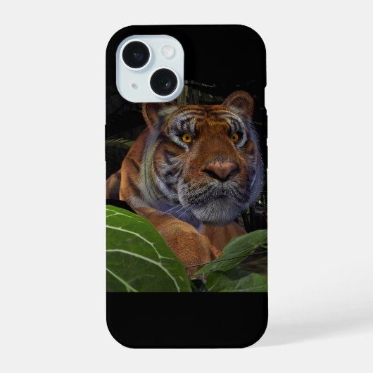 ジャングルの中で臥虎 iPhone 15ケース (裏面)