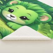 ジャングルの中にリラックスある緑のライオンの仔 シェルパブランケット (3/4)