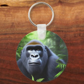 ジャングルの中に黒いゴリラが キーホルダー (正面)