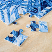 ジャングルの中のオウム、インジゴブルーとホワイト ジグソーパズル (側面)