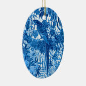 ジャングルの中のオウム、インジゴブルーとホワイト セラミックオーナメント (右)